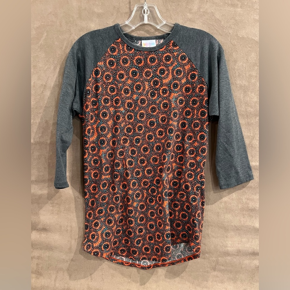 LuLaRoe Orange and Gray Long Sleeve Tee